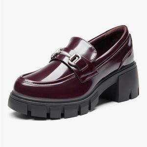 Dream Pairs Burgundy Chunky Loafers